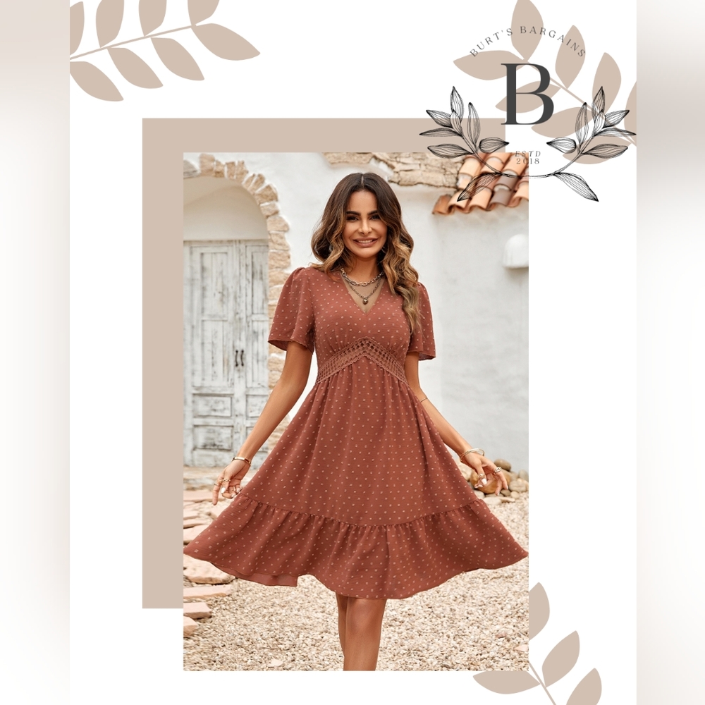 Rust v neck dress